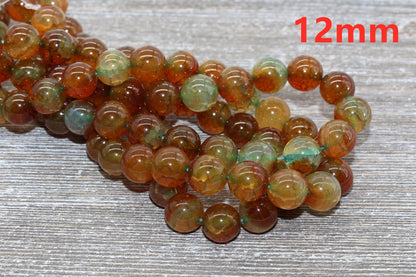 Peacock Agate Beads, Smooth Gemstone Round Loose Beads, Size 8mm 10mm 12mm, Full Strand #157