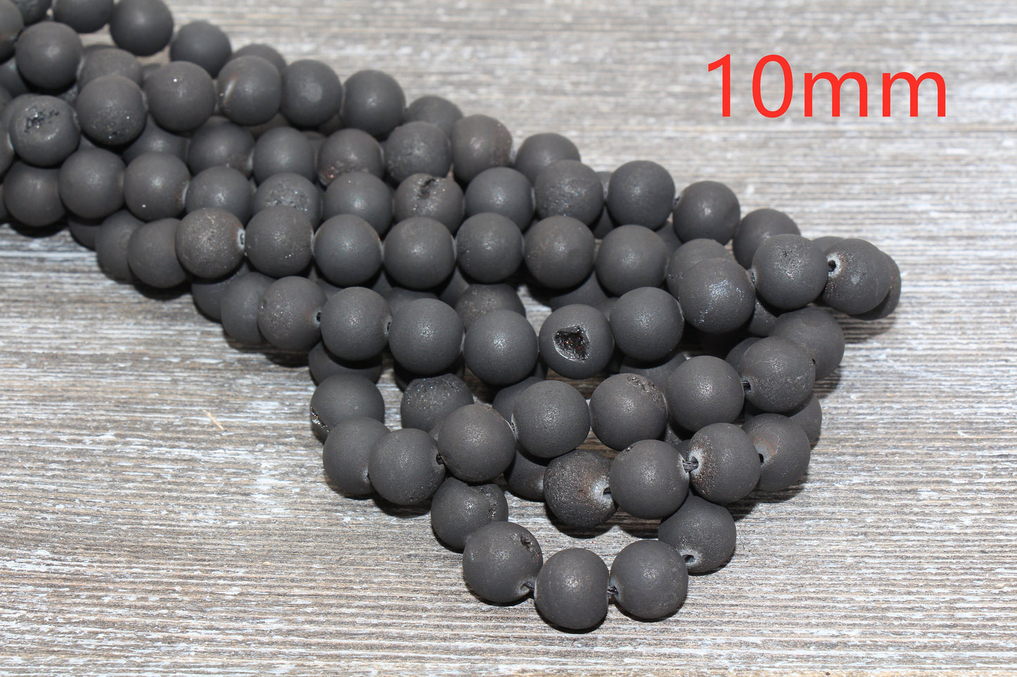 Black Druzy Agate Beads, Round Matte Gemstone Loose Beads, 6mm 8mm 10mm , Full Strand, #161
