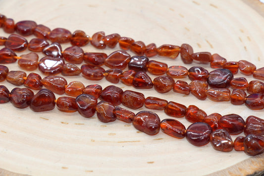 Orange Garnet Nugget Beads, Garnet Gemstone Loose Beads, Pebble Beads, Chip Beads, 6mm-7mm, #29