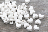 White Heart Beads, Acrylic Heart Beads, Large Hole Beads, Plastic Resin Heart Beads, Chunky Beads for Bracelet Necklace Beads #391