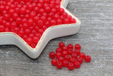 6mm Red Translucent Gumball Beads, Round Acrylic Loose Beads, Bubblegum Beads, Chunky Beads, Smooth Plastic Round Beads #401
