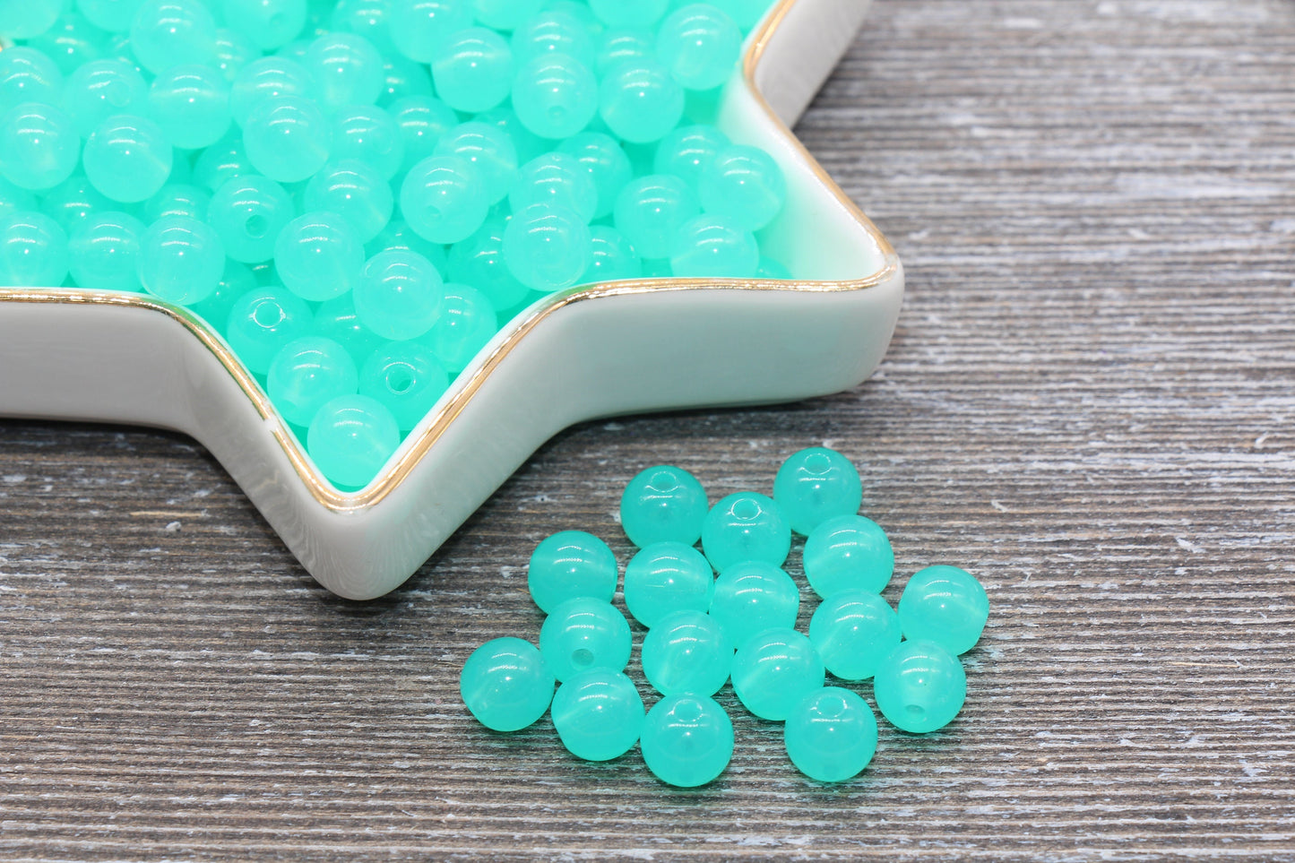 8mm Sea Green Translucent Gumball Beads, Round Acrylic Loose Beads, Bubblegum Beads, Chunky Beads, Smooth Plastic Round Beads #407