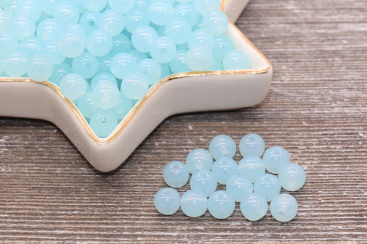 8mm Baby Blue Bubble Gum Beads, Gumball Beads, Round Acrylic Loose Beads, Bubblegum Beads, Chunky Beads, Smooth Plastic Round Beads #411