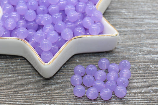 8mm Purple Translucent Gumball Beads, Round Acrylic Loose Beads, Bubblegum Beads, Chunky Beads, Smooth Plastic Round Beads #413