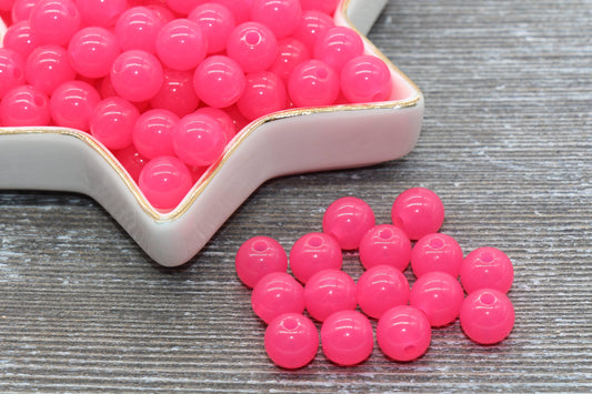 10mm Rose Pink Translucent Gumball Beads, Round Acrylic Loose Beads, Bubblegum Beads, Chunky Beads, Smooth Plastic Round Beads #420