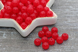 10mm Red Translucent Gumball Beads, Round Acrylic Loose Beads, Bubblegum Beads, Chunky Beads, Smooth Plastic Round Beads #422