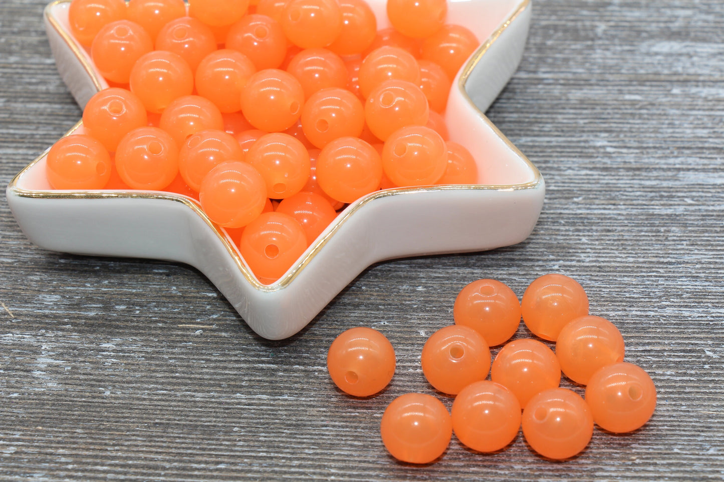 12mm Orange Translucent Gumball Beads, Round Acrylic Loose Beads, Bubblegum Beads, Chunky Beads, Smooth Plastic Round Beads #430