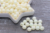 10mm Ivory AB Gumball Beads, Iridescent Acrylic Loose Beads, Solid Bubblegum Beads, Chunky Beads, Glossy Smooth Round Plastic Beads #461