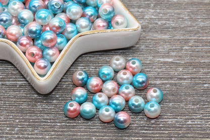 8mm Rainbow Mermaid Ombre Pearls Beads, Faux Pearls Beads, Chunky Beads, Imitation Pearl Beads, Gumball Beads, Bubblegum Beads, #59