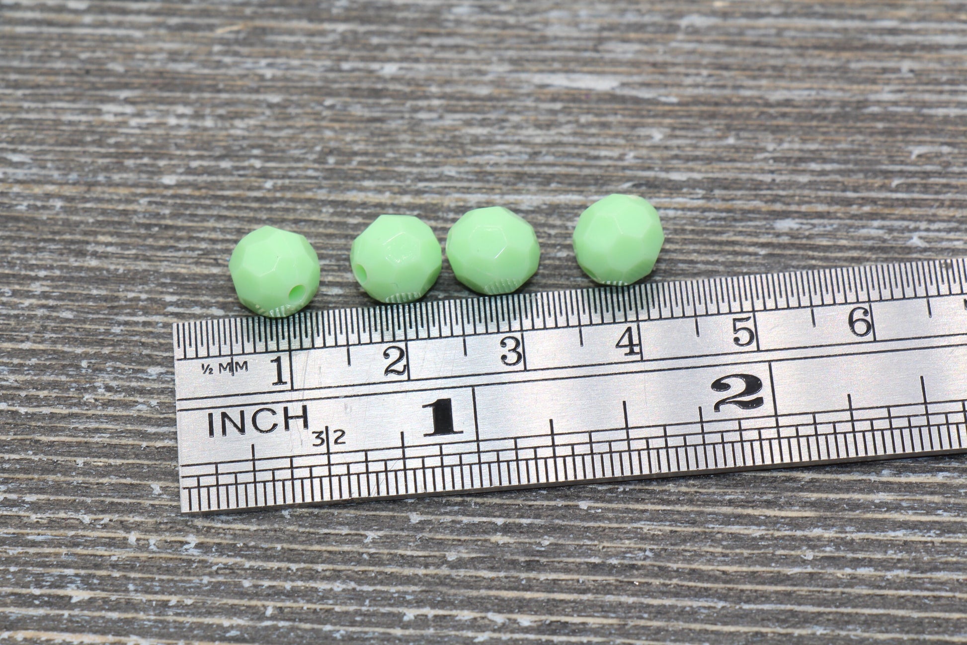 8mm Green Faceted Gumball Beads, Round Acrylic Loose Beads, Chunky Beads, Faceted Plastic Beads, Bubble Gum Beads #552