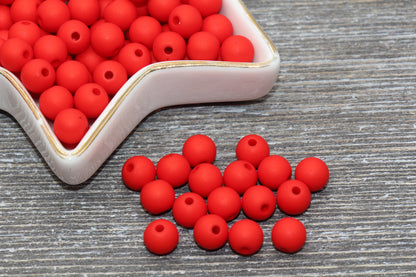 8mm Matte Red Gumball Beads, Round Acrylic Loose Beads, Solid Bubblegum Beads, Chunky Beads, Round Plastic Beads #590