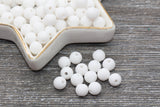 8mm Matte White Gumball Beads, Frosted Round Acrylic Loose Beads, Solid Bubblegum Beads, Chunky Beads, Round Plastic Beads #593