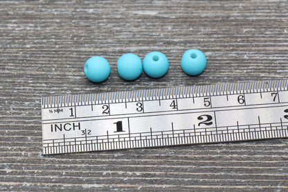 8mm Matte Turquoise Blue Gumball Beads, Round Acrylic Loose Beads, Solid Bubblegum Beads, Chunky Beads, Round Plastic Beads #597