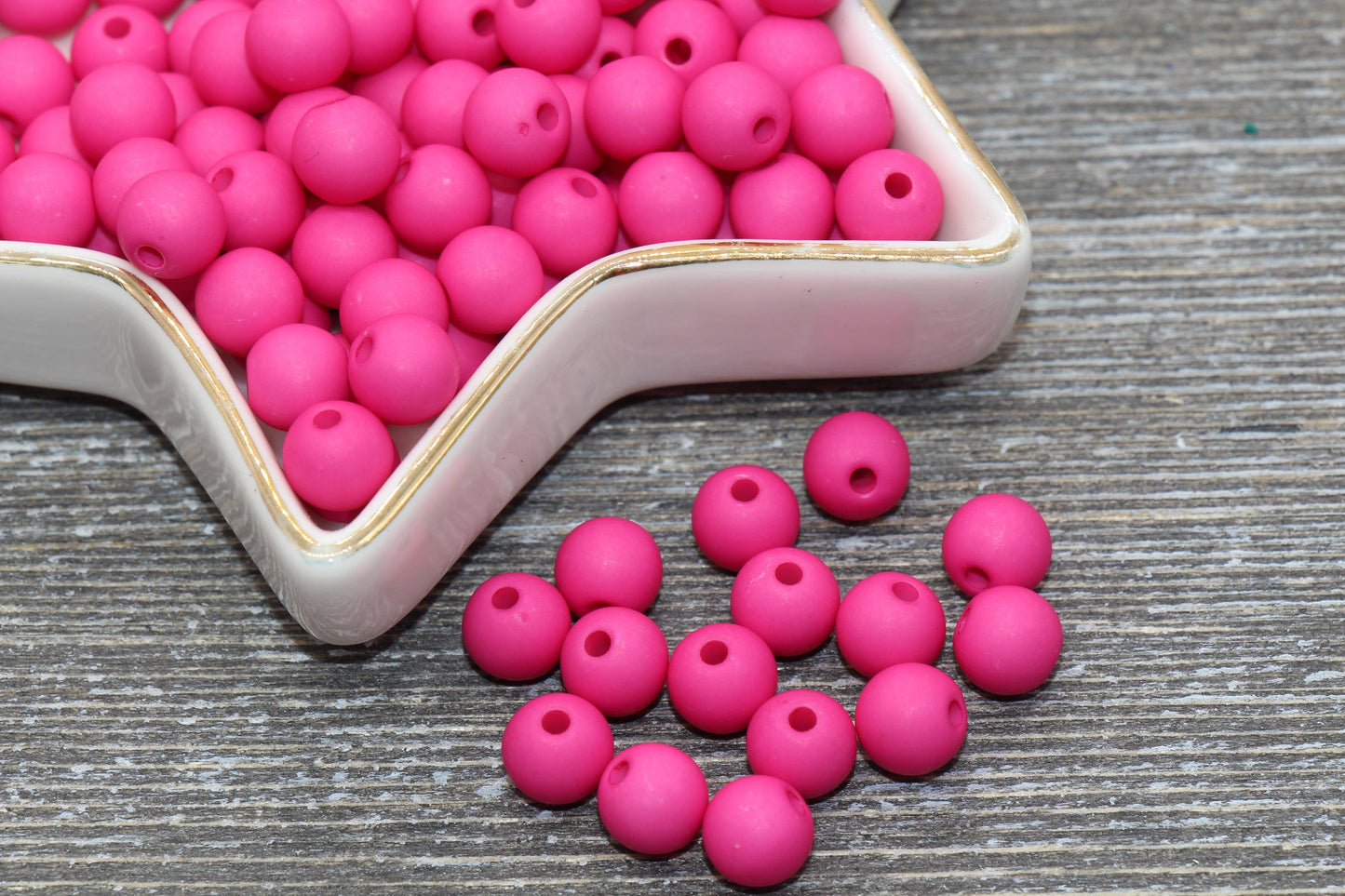 8mm Matte Fuchsia Gumball Beads, Round Acrylic Loose Beads, Solid Bubblegum Beads, Chunky Beads, Round Plastic Beads #598