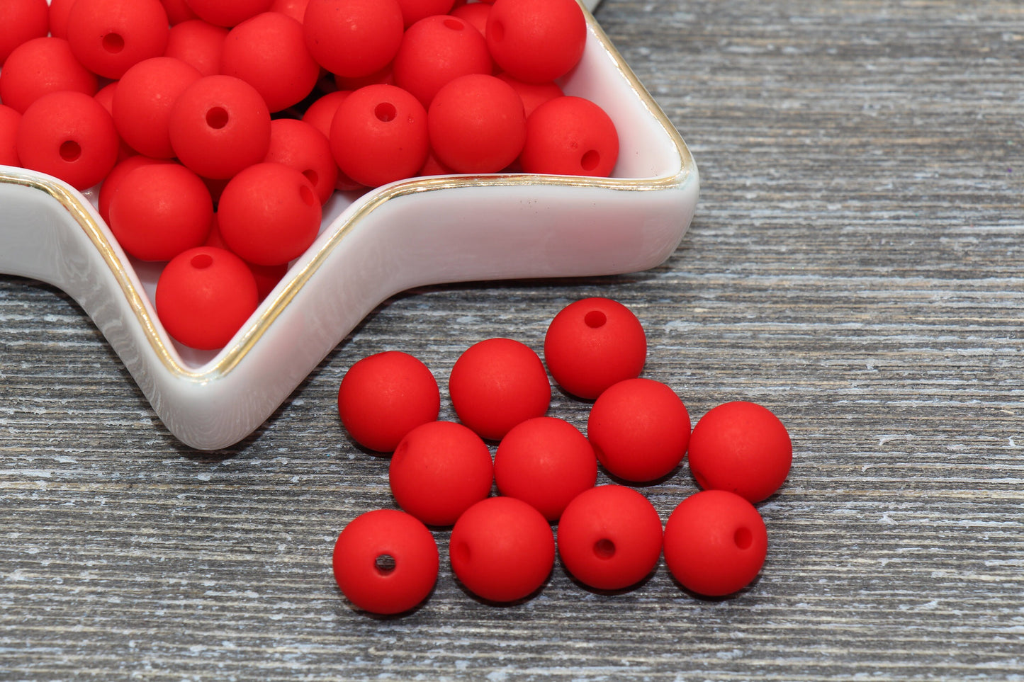 10mm Matte Red Gumball Beads, Round Acrylic Loose Beads, Solid Bubblegum Beads, Chunky Beads, Round Plastic Beads #610