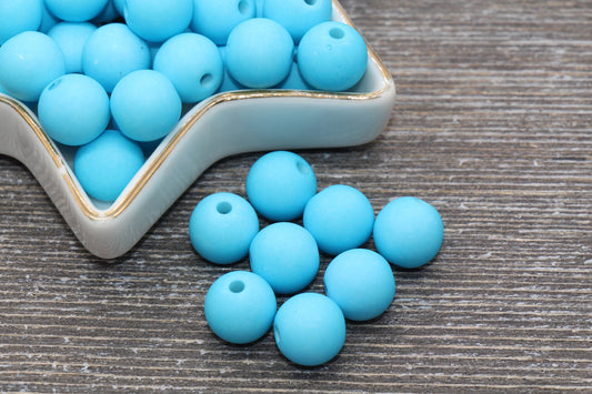 12mm Matte Turquoise Blue Gumball Beads, Round Acrylic Loose Beads, Solid Bubblegum Beads, Chunky Beads, Round Plastic Beads #616