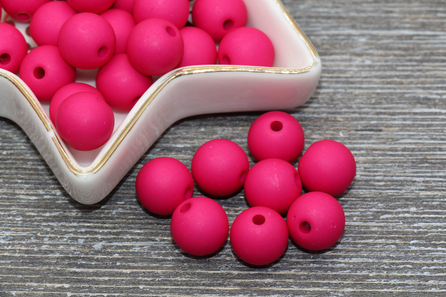 12mm Matte Fuchsia Gumball Beads, Round Acrylic Loose Beads, Solid Bubblegum Beads, Chunky Beads, Round Plastic Beads #619