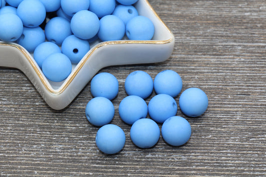 12mm Matte Blue Gumball Beads, Round Acrylic Loose Beads, Solid Bubblegum Beads, Chunky Beads, Round Plastic Beads #623