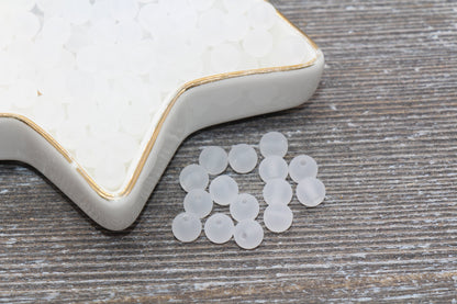 6mm Matte White Gumball Beads, Round Acrylic Loose Beads, Frosted Bubblegum Beads, Chunky Beads, Round Plastic Beads #661