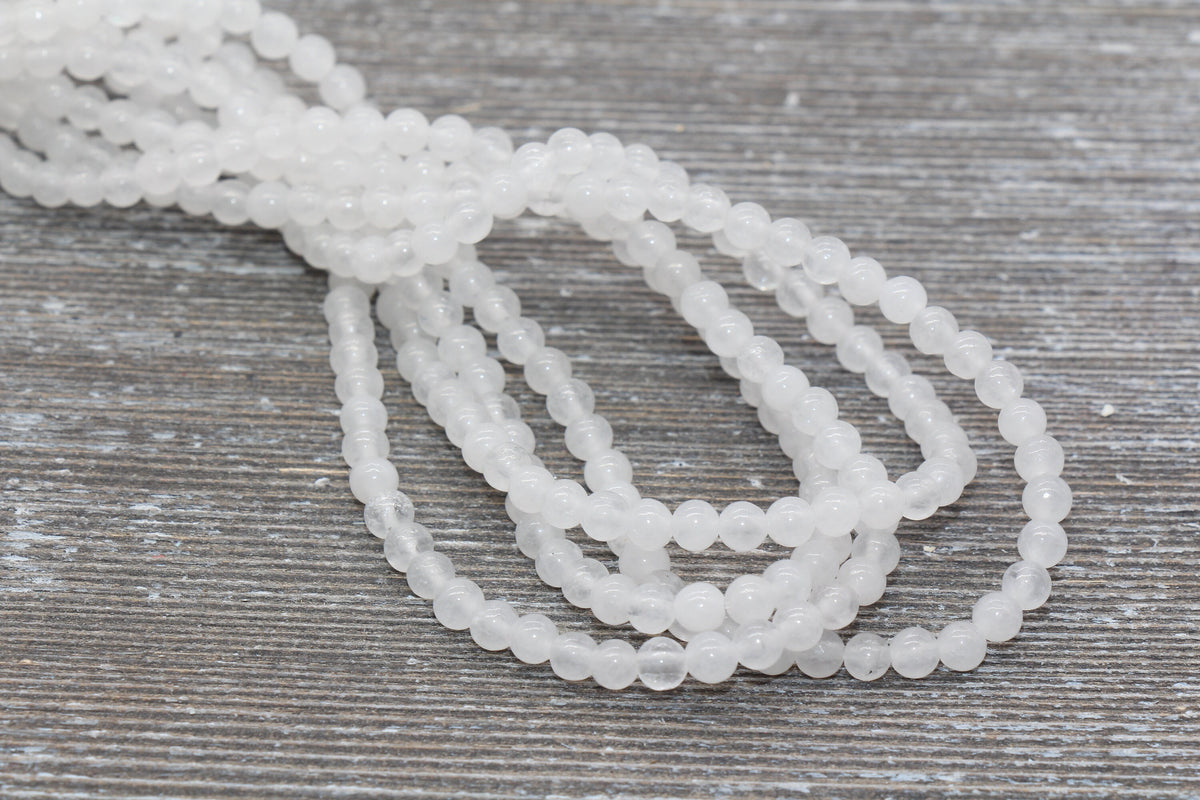 white jade beads, stone beads for bracelets image 2