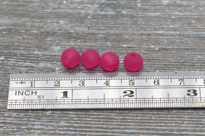 8mm Matte Fuchsia Gumball Beads, Round Acrylic Loose Beads, Frosted Bubblegum Beads, Chunky Beads, Round Plastic Beads #665