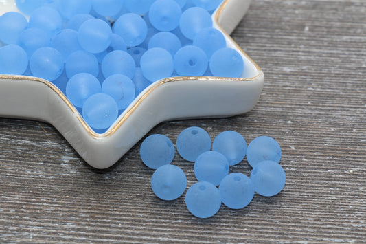 10mm Matte Blue Gumball Beads, Round Acrylic Loose Beads, Frosted Bubblegum Beads, Chunky Beads, Round Plastic Beads #685