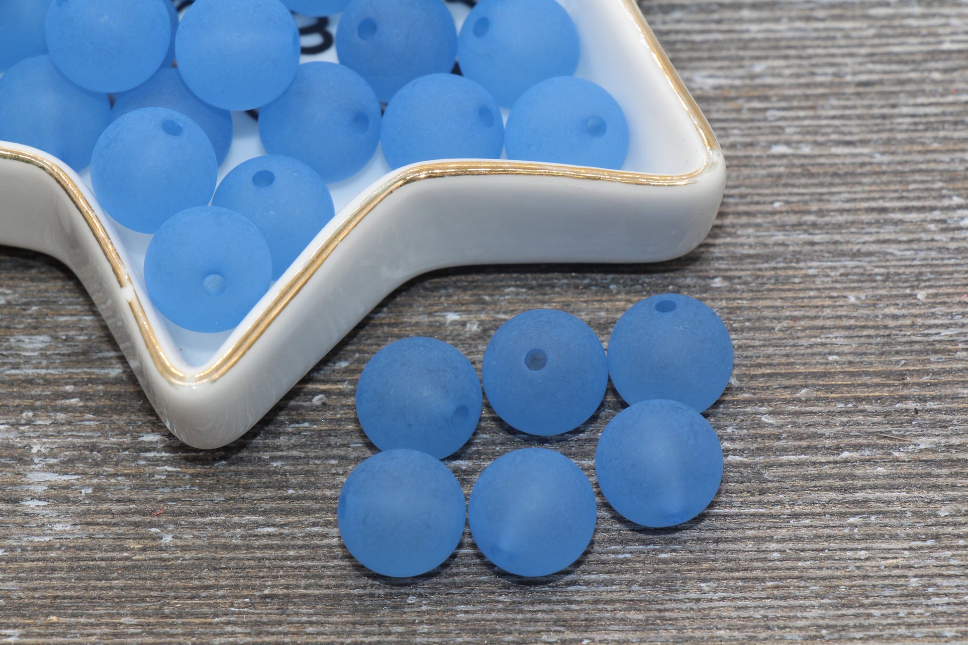 12mm Matte Blue Gumball Beads, Round Acrylic Loose Beads, Frosted Bubblegum Beads, Chunky Beads, Round Plastic Beads #696