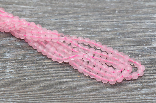 Rose Quartz Beads, Natural Gemstone Smooth Round Beads, Sizes 4mm 6mm 8mm 10mm 12mm, Full Strand 15.5 inch, #31