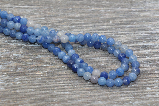 Blue Aventurine Beads, Natural Gemstones Round Beads, Blue White Beads, Sizes 4mm 6mm 8mm 10mm, Full Strand 15.5 inch, #75