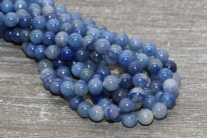 Blue Aventurine Beads, Natural Gemstones Round Beads, Blue White Beads, Sizes 4mm 6mm 8mm 10mm, Full Strand 15.5 inch, #75