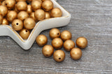 12mm Matte Gold Gumball Beads, Metallic Gold Round Acrylic Loose Beads, Bubblegum Beads, Chunky Beads, Gumball Beads, Bubble Gum Beads, #705