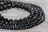 Rainbow Black Obsidian Beads, Black Gemstone Smooth Round Loose Beads, Size 6mm 8mm 10mm 12mm, Full Strand 15 inch, #169