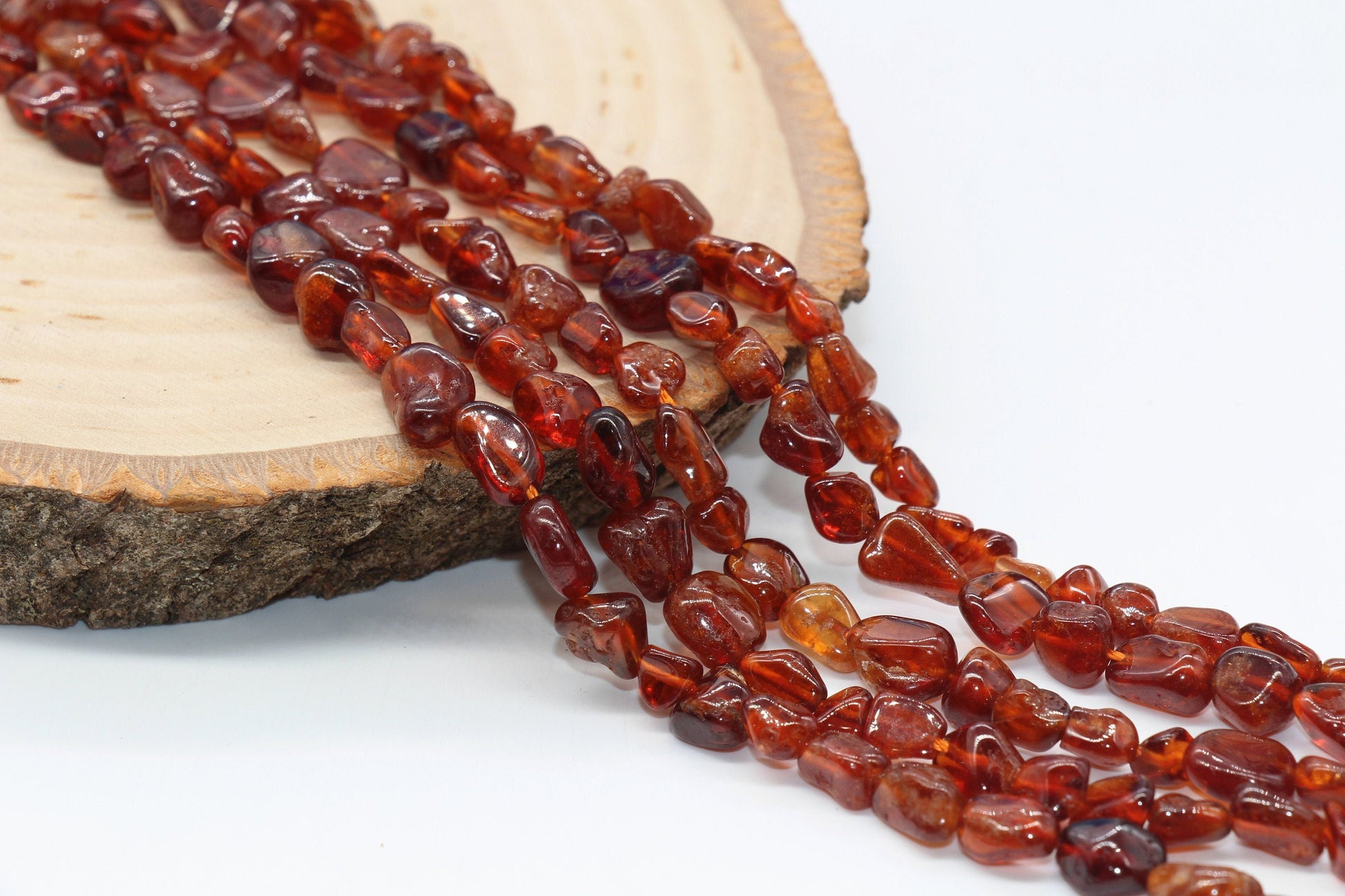 Orange Garnet Nugget Beads, Garnet Gemstone Loose Beads, Pebble Beads, Chip Beads, 6mm-7mm, #29