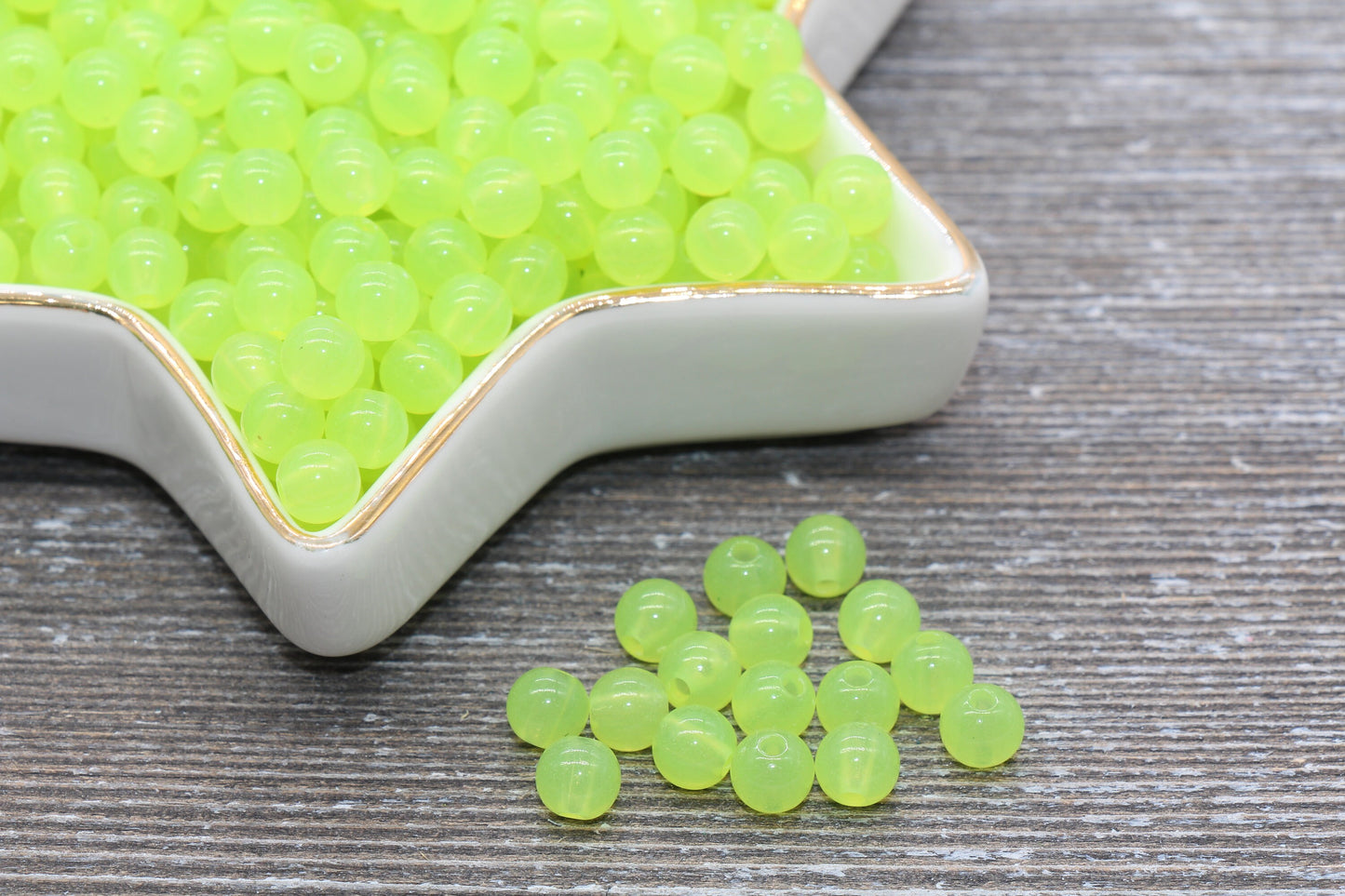 6mm Lime Green Translucent Gumball Beads, Round Acrylic Loose Beads, Bubblegum Beads, Chunky Beads, Smooth Plastic Round Beads #393