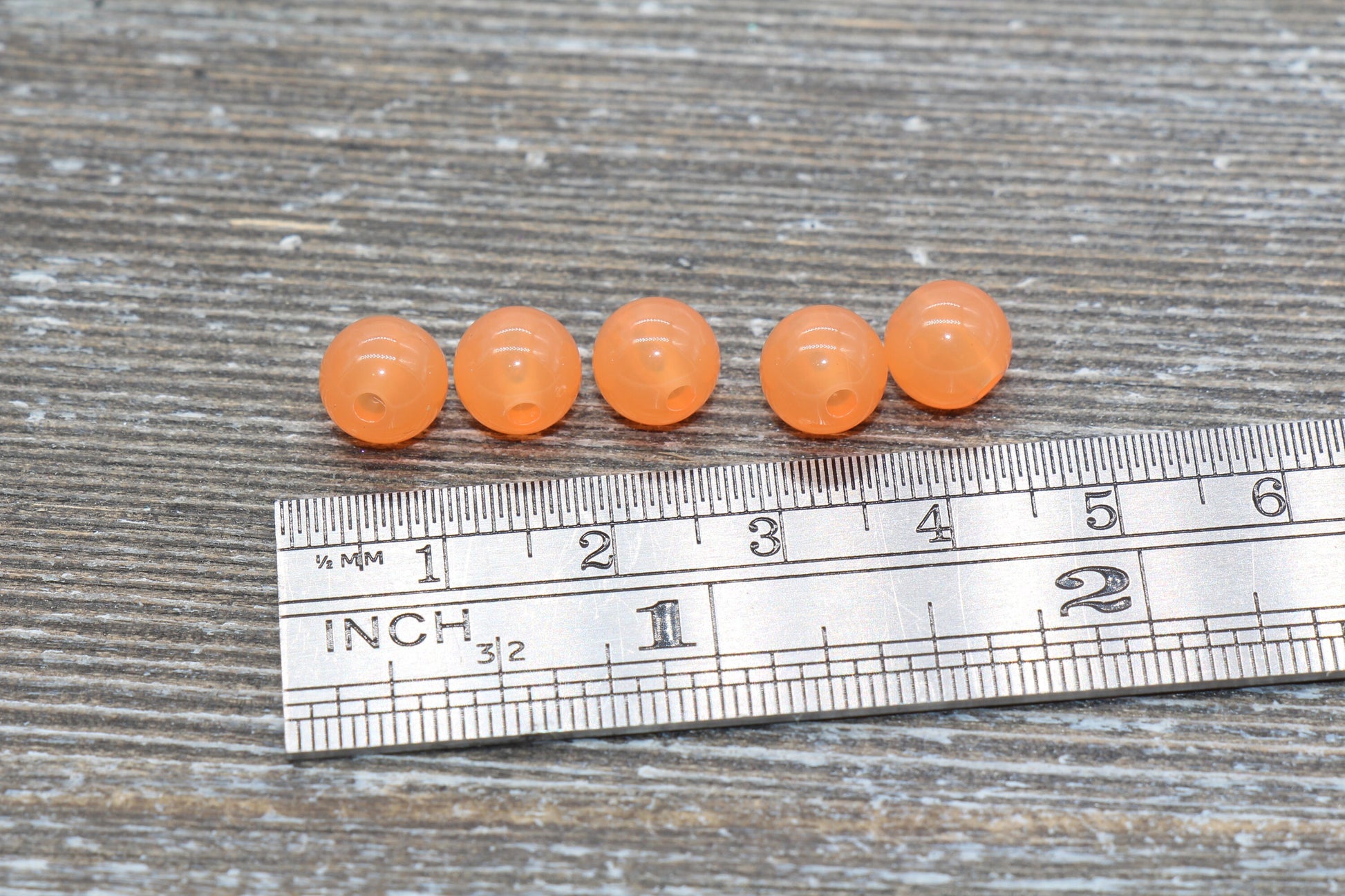 8mm Orange Gumball Beads, Round Acrylic Loose Beads, Bubblegum Beads, Chunky Beads, Smooth Plastic Round Beads #406