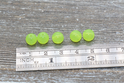 8mm Lime Green Translucent Gumball Beads, Round Acrylic Loose Beads, Bubblegum Beads, Chunky Beads, Smooth Round Beads #412