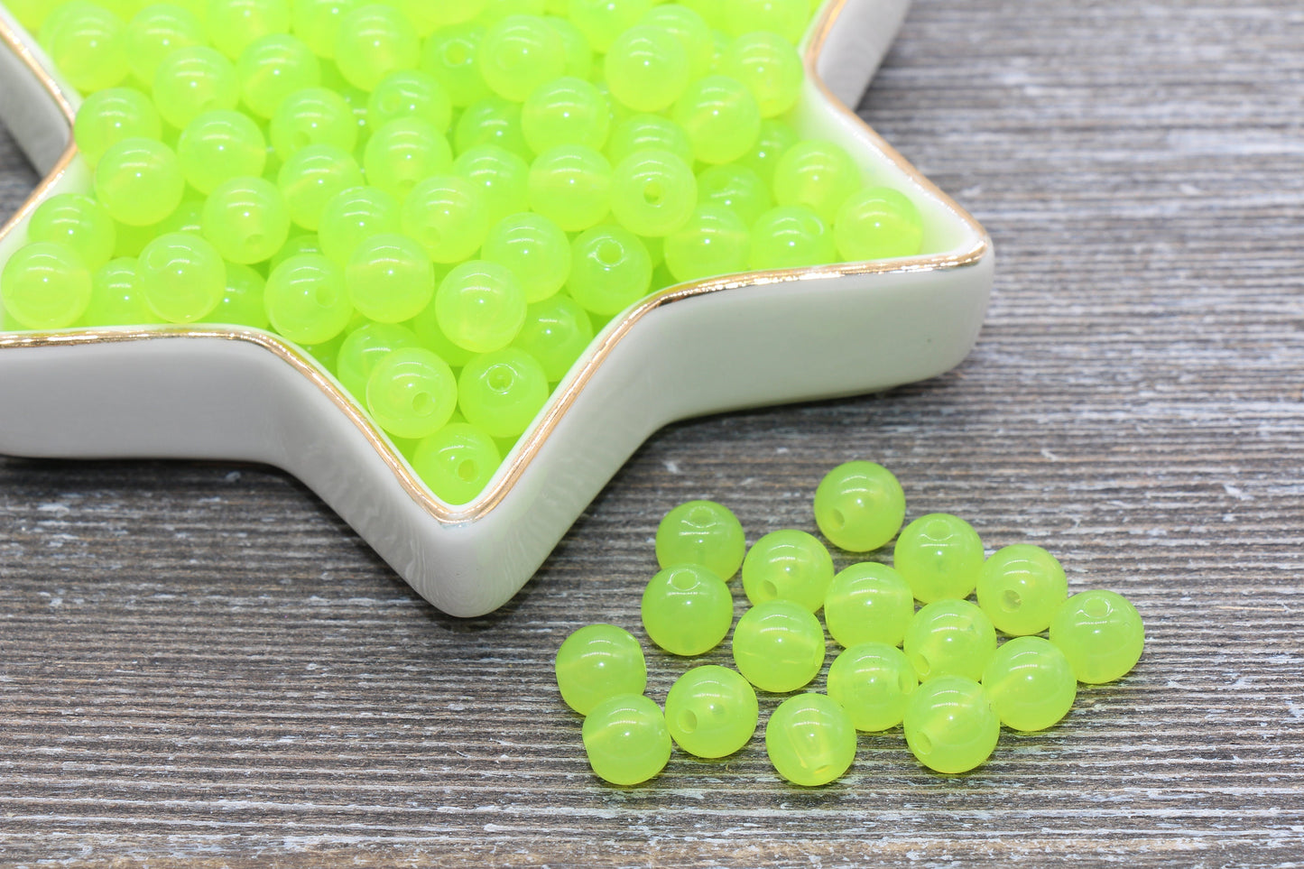 8mm Lime Green Translucent Gumball Beads, Round Acrylic Loose Beads, Bubblegum Beads, Chunky Beads, Smooth Round Beads #412