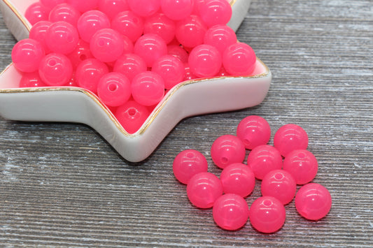 12mm Rose Pink Translucent Gumball Beads, Round Acrylic Loose Beads, Bubblegum Beads, Chunky Beads, Smooth Plastic Round Beads #431