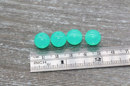 12mm Sea Green Translucent Gumball Beads, Round Acrylic Loose Beads, Bubblegum Beads, Chunky Beads, Smooth Plastic Round Beads #434