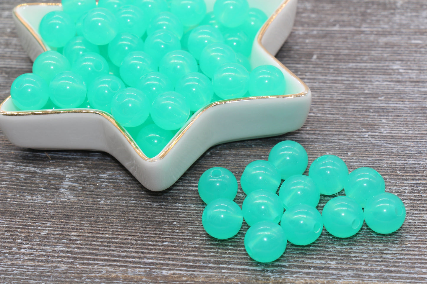 12mm Sea Green Translucent Gumball Beads, Round Acrylic Loose Beads, Bubblegum Beads, Chunky Beads, Smooth Plastic Round Beads #434