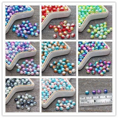 NO Holes 6mm Mermaid Caviar Pearl Beads, Mermaid Ombre Beads, Round Slime Beads, Imitation Pearl Beads, NO HOLE Beads