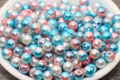 8mm Rainbow Mermaid Ombre Pearls Beads, Faux Pearls Beads, Chunky Beads, Imitation Pearl Beads, Gumball Beads, Bubblegum Beads, #59