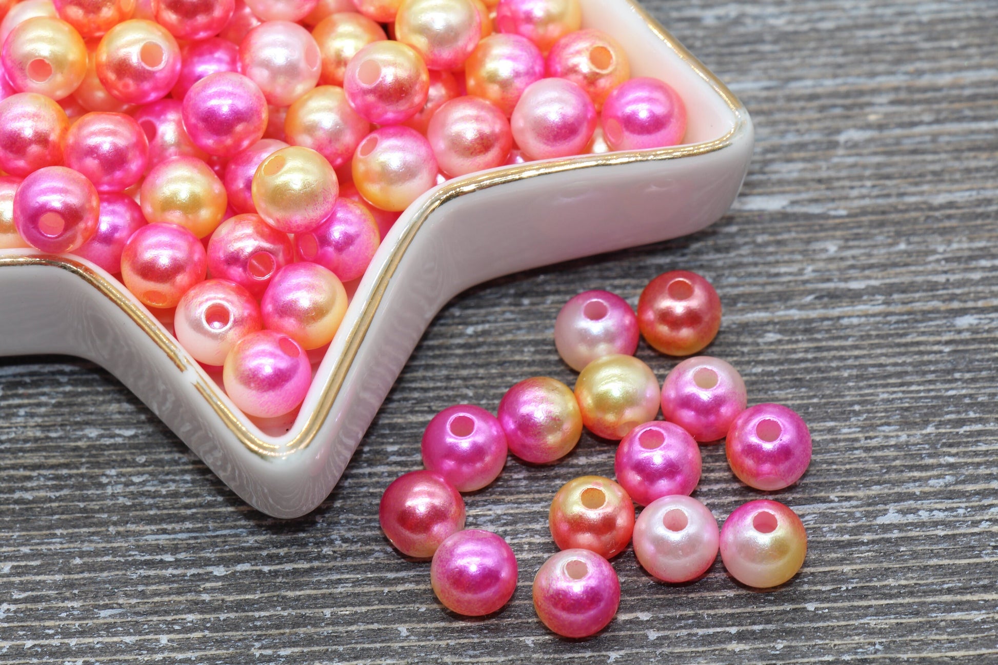 8mm Mermaid Ombre Pearls Beads, Ombre Beads, Chunky Beads, Imitation Pearl Beads, Gumball Beads, #543