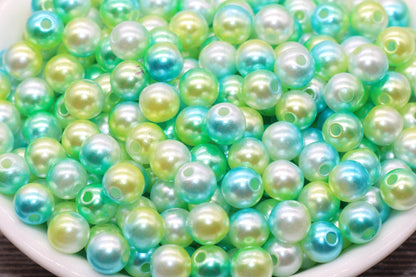 8mm Mermaid Ombre Pearls Beads, Faux Pearls Beads, Chunky Beads, Imitation Pearl Beads, Gumball Beads, Bubblegum Beads, #548