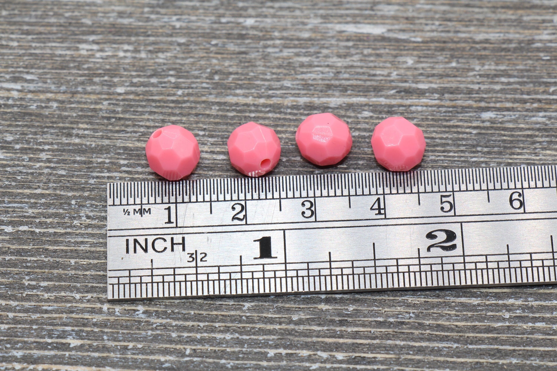 8mm Pink Faceted Gumball Beads, Round Acrylic Loose Beads, Chunky Beads, Faceted Plastic Beads, Bubble Gum Beads #556