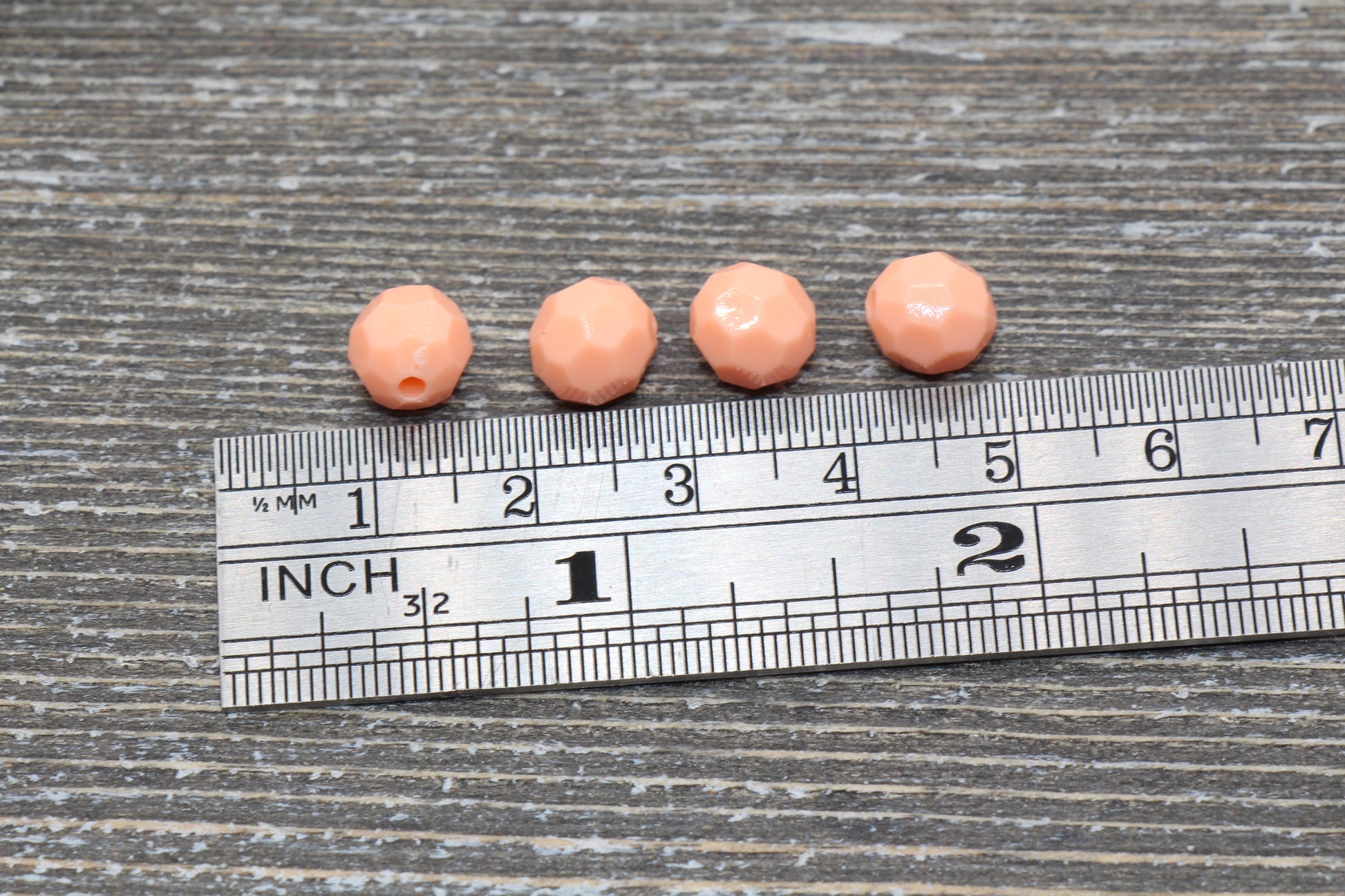 8mm Peach Faceted Gumball Beads, Round Acrylic Loose Beads, Chunky Beads, Faceted Plastic Beads, Bubble Gum Beads #560