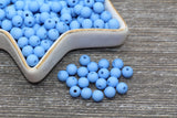 6mm Matte Blue Gumball Beads, Round Acrylic Loose Beads, Solid Bubblegum Beads, Chunky Beads, Round Plastic Beads #577