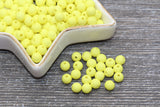 6mm Matte Yellow Gumball Beads, Round Acrylic Loose Beads, Solid Bubblegum Beads, Chunky Beads, Round Plastic Beads #584