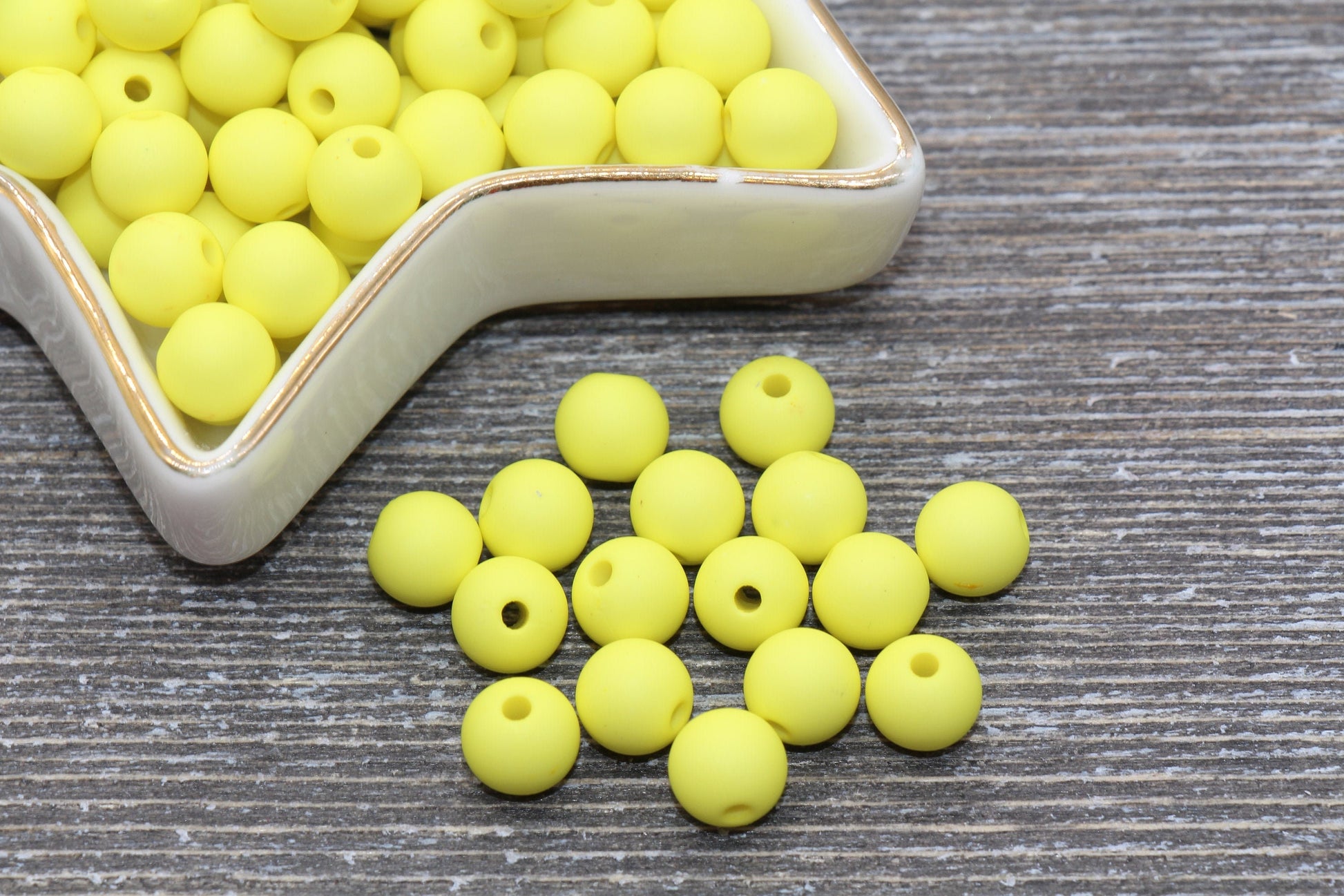 8mm Matte Yellow Gumball Beads, Round Acrylic Loose Beads, Solid Bubblegum Beads, Chunky Beads, Round Plastic Beads #595