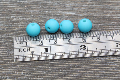 10mm Matte Turquoise Blue Gumball Beads, Round Acrylic Loose Beads, Solid Bubblegum Beads, Chunky Beads, Round Plastic Beads #602